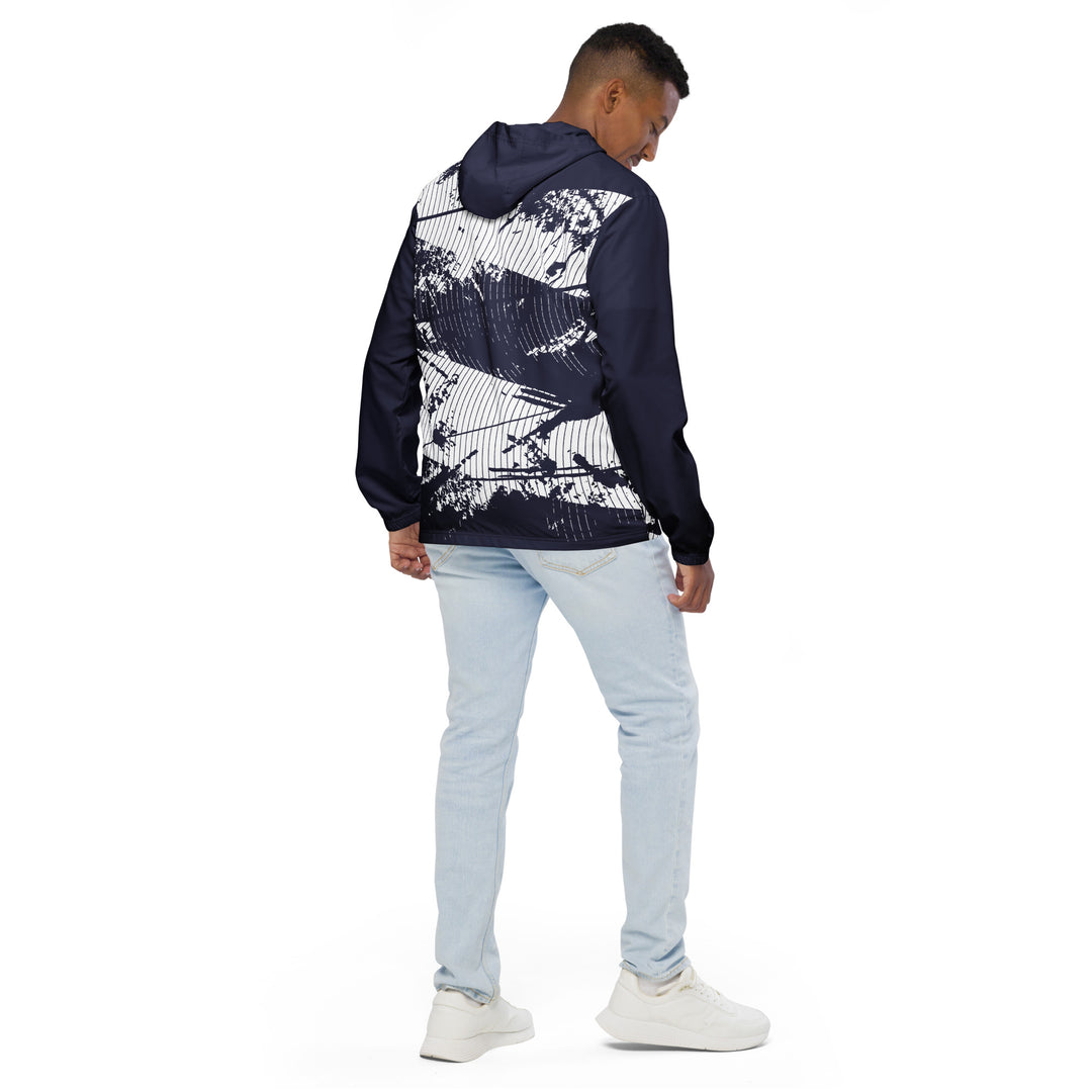 Men’s Windbreaker - White-Blue Curve