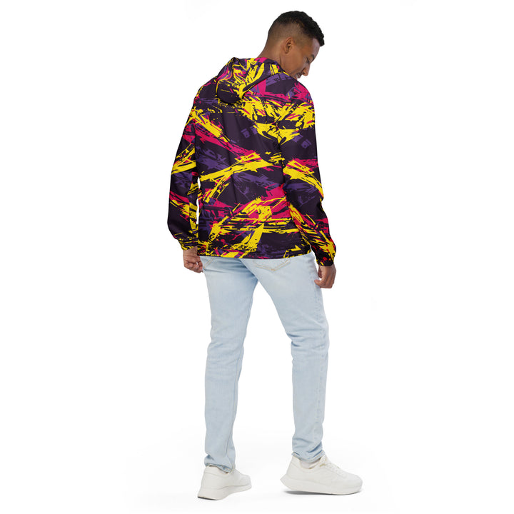 Men’s Windbreaker - Purple-Yellow Script