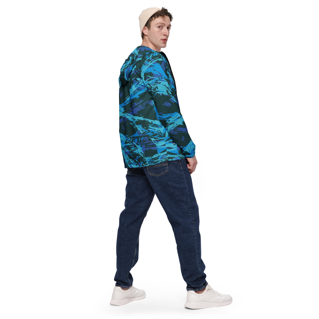 Men’s Windbreaker - Blue-Turquoise Script