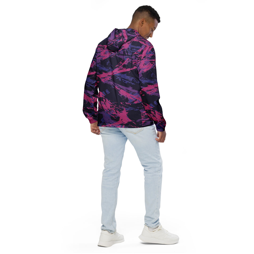 Men’s Windbreaker - Purple-Pink Script