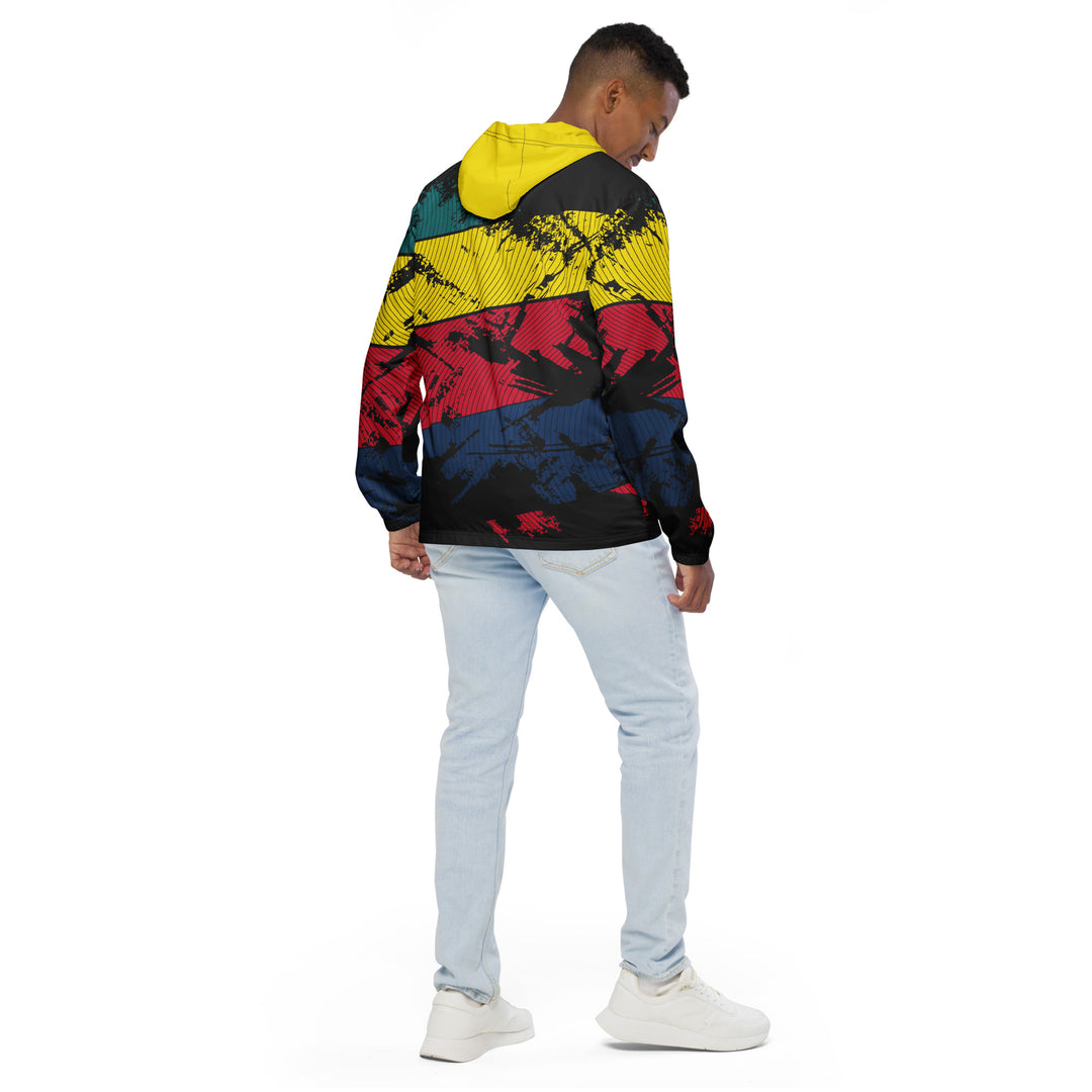 Men’s Windbreaker - Yellow-Blue Curve