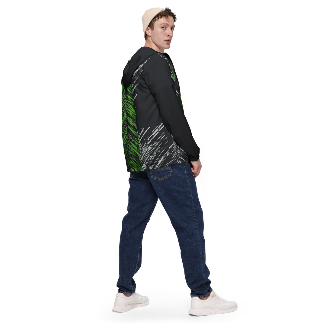 Men’s Windbreaker - Black-Green Tracks