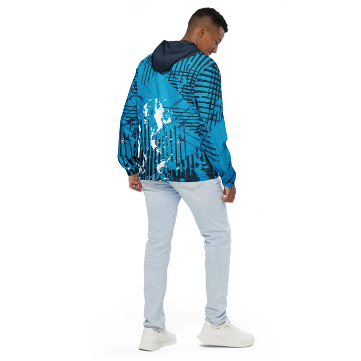 Men’s Windbreaker - Turquoise-White Flame