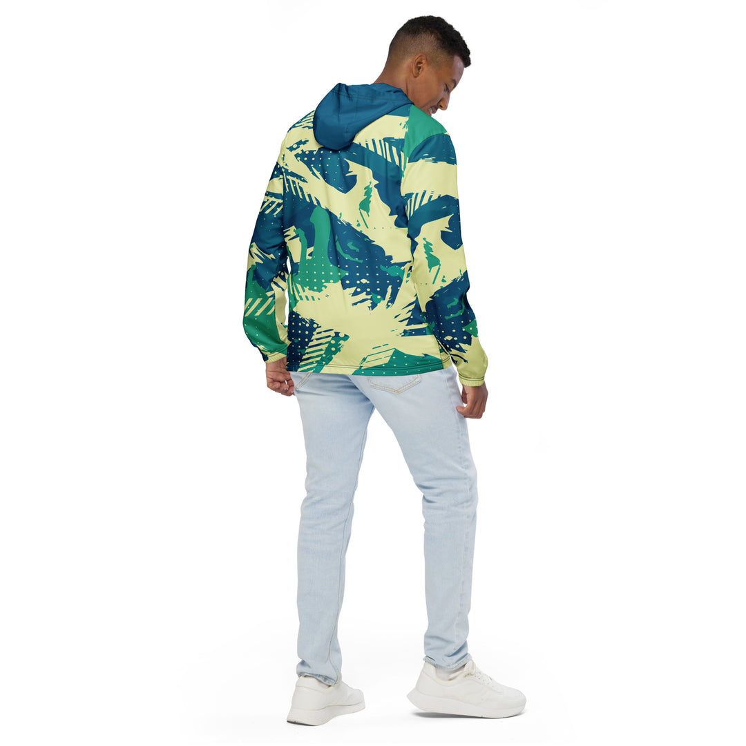 Men’s Windbreaker - Green-Beige Woods