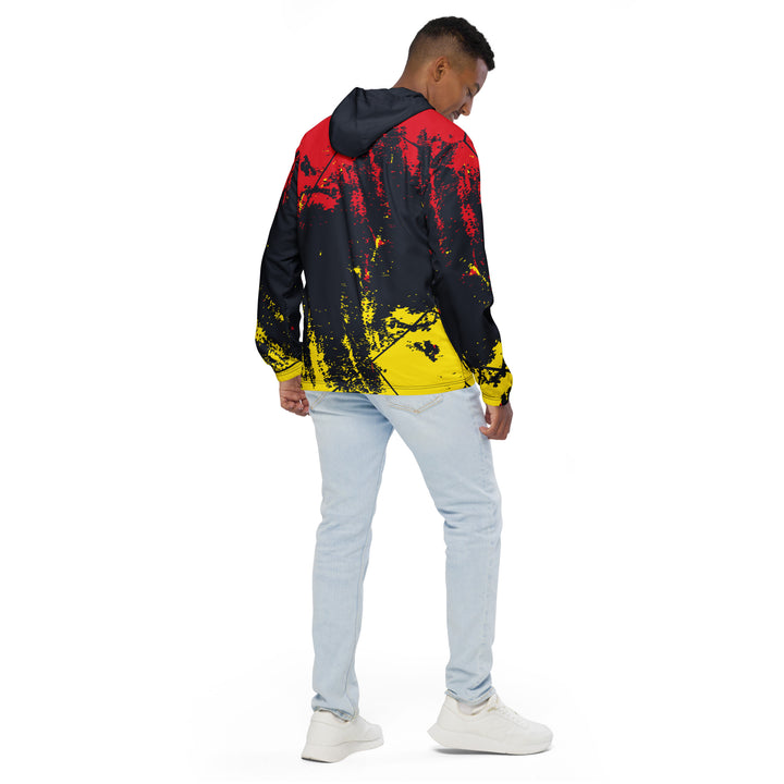 Men’s Windbreaker - Black-Red Brush