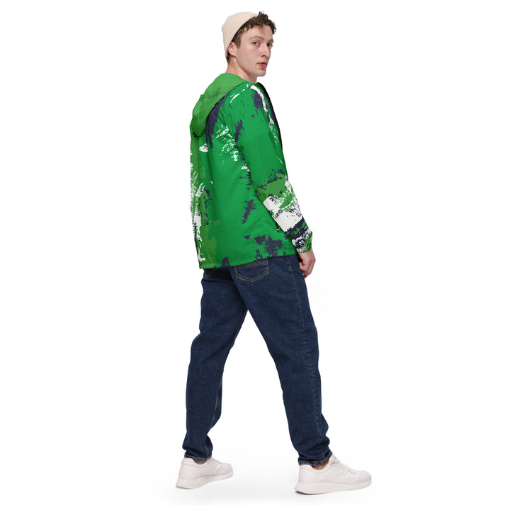 Men’s Windbreaker - Green-White Brush