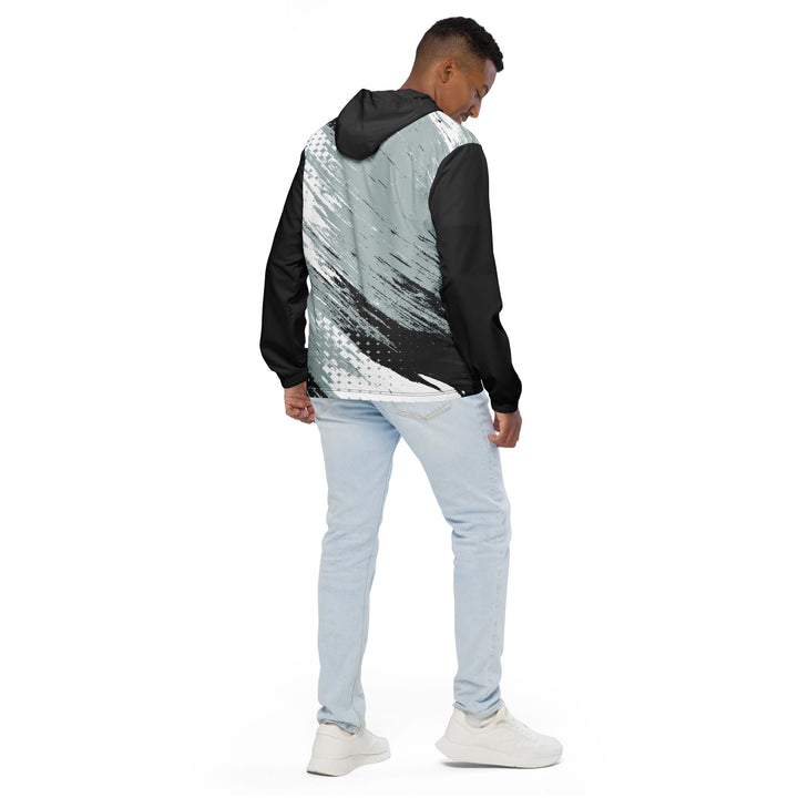 Men’s Windbreaker - White-Black Brush