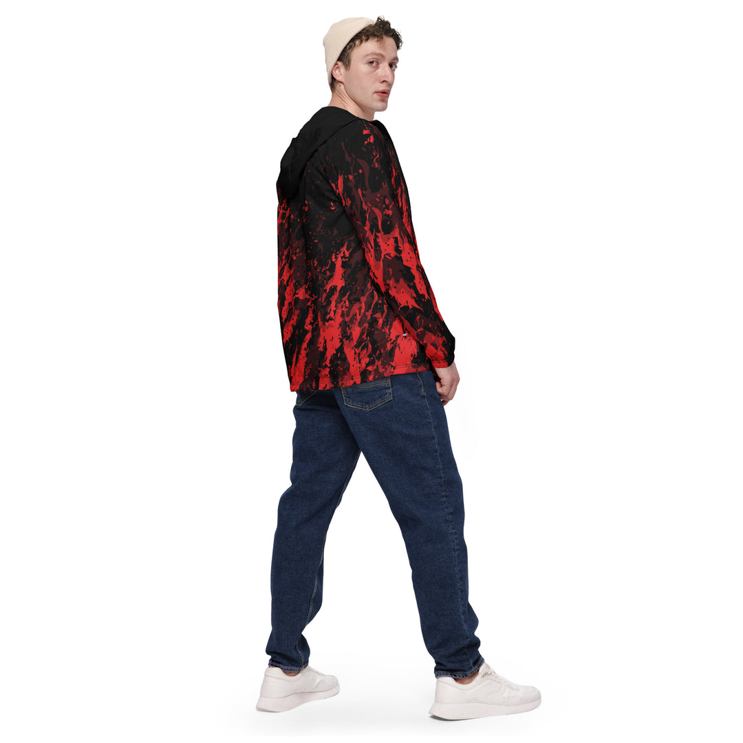 Men’s Windbreaker - Black-Red Splatter