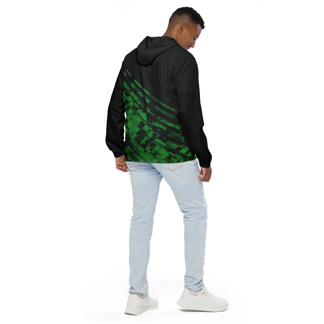 Men’s Windbreaker - Black-Green Halftone