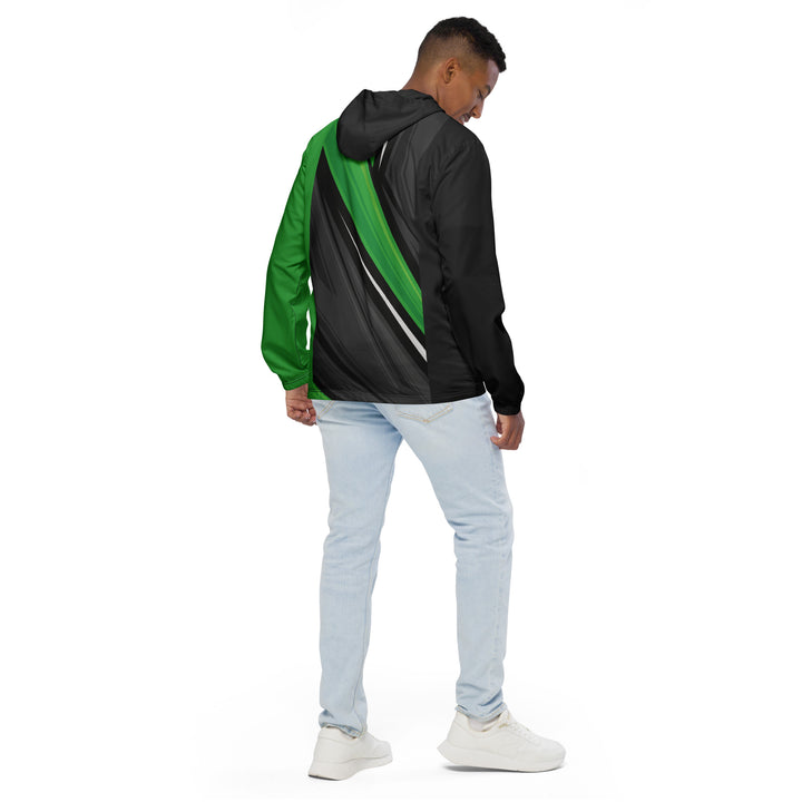 Men’s Windbreaker - Black-Green Stalk