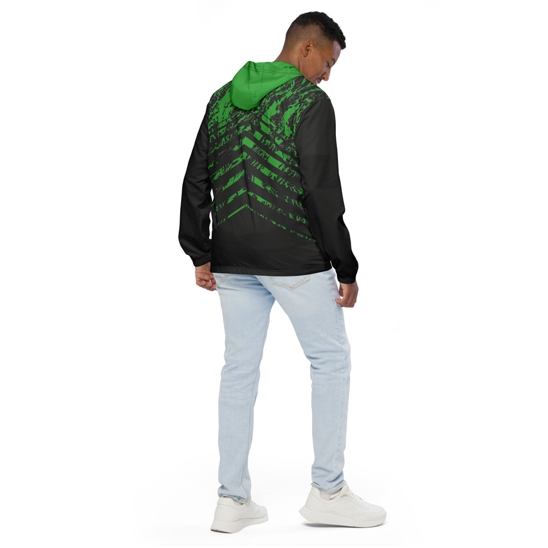 Men’s Windbreaker - Black-Green Fire