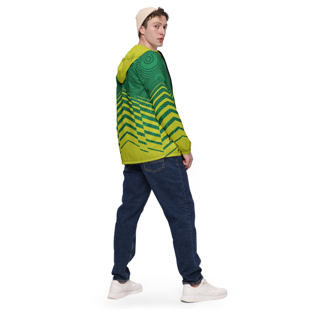 Men’s Windbreaker - Green-Yellow Hypnosis