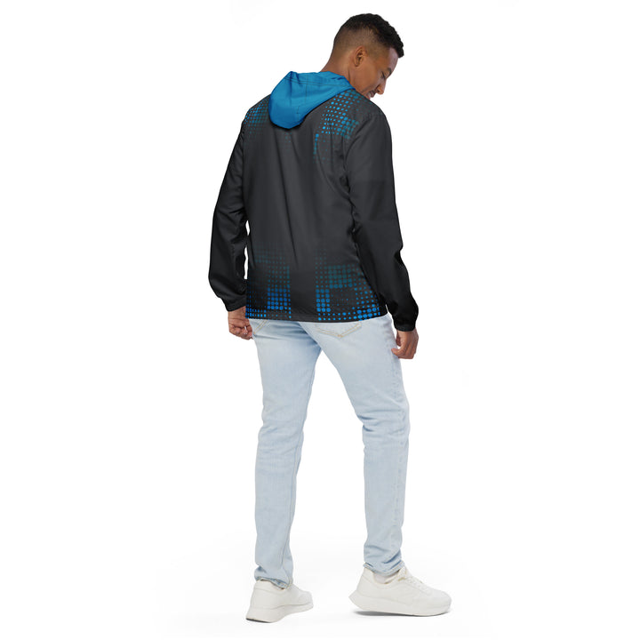 Men’s Windbreaker - Grey-Turquoise Points