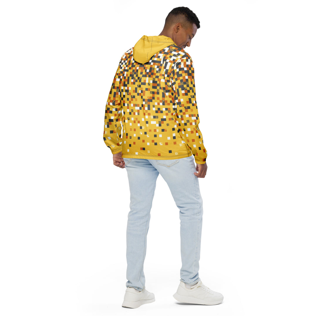 Men’s Windbreaker - Yellow-Grey Pixel