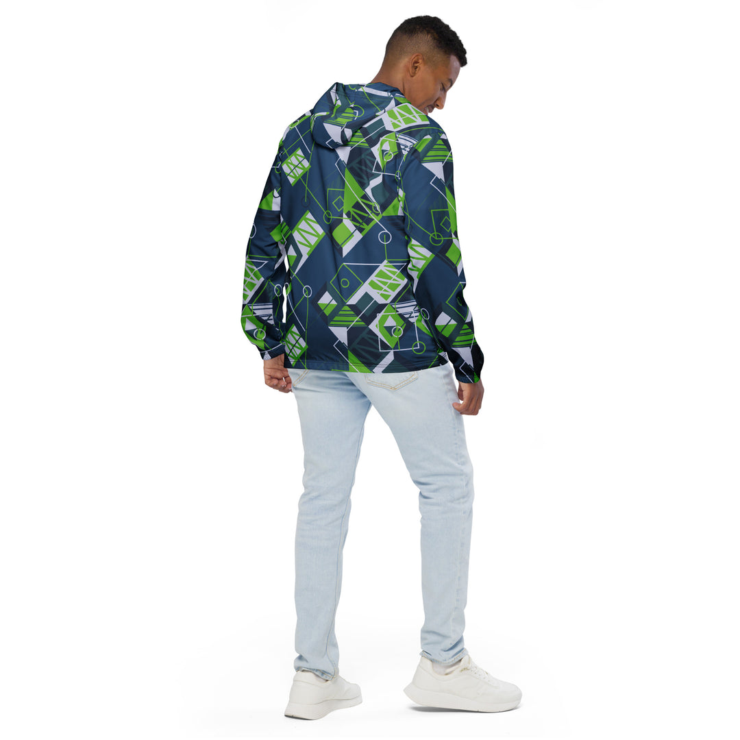 Men’s Windbreaker - Blue-Green Doodle