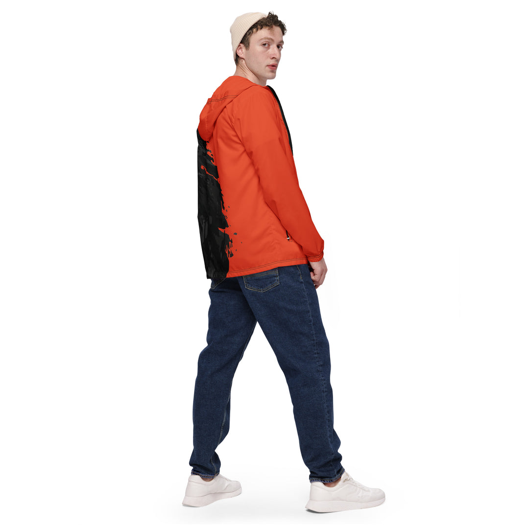 Men’s Windbreaker - Black-Orange Wave