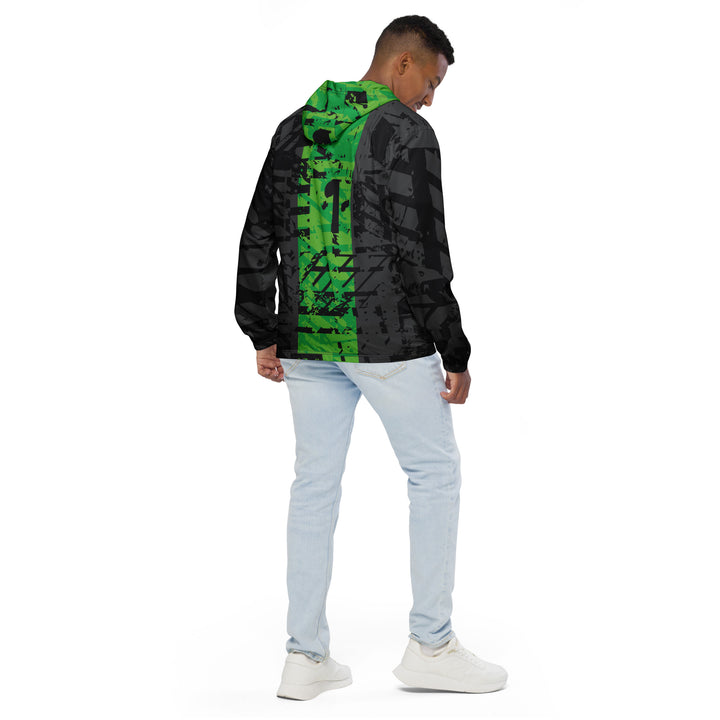 Men’s Windbreaker - Black-Green Bar