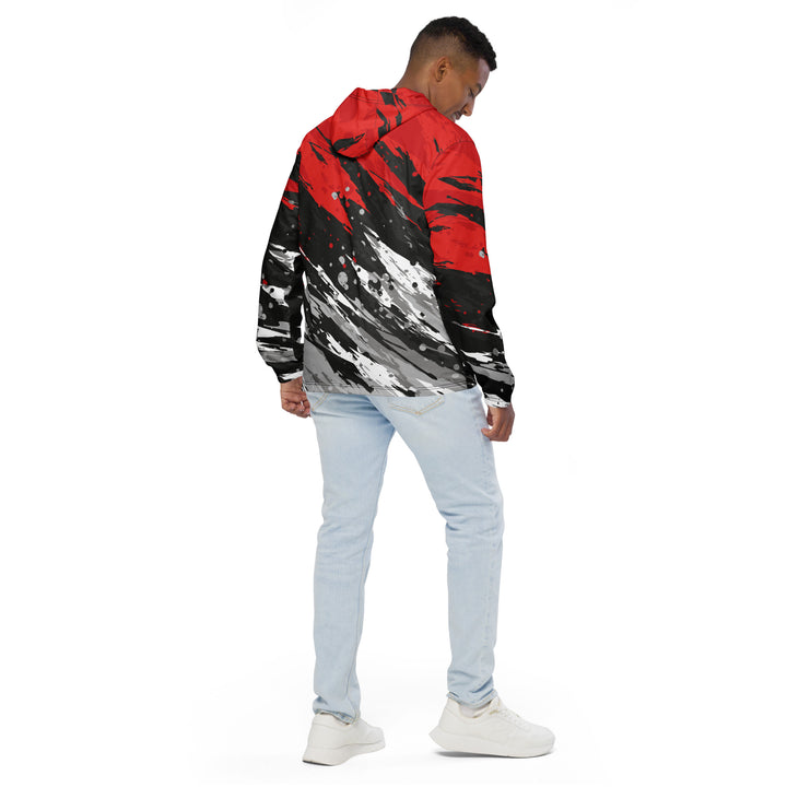 Men’s Windbreaker - Black-Red Splash