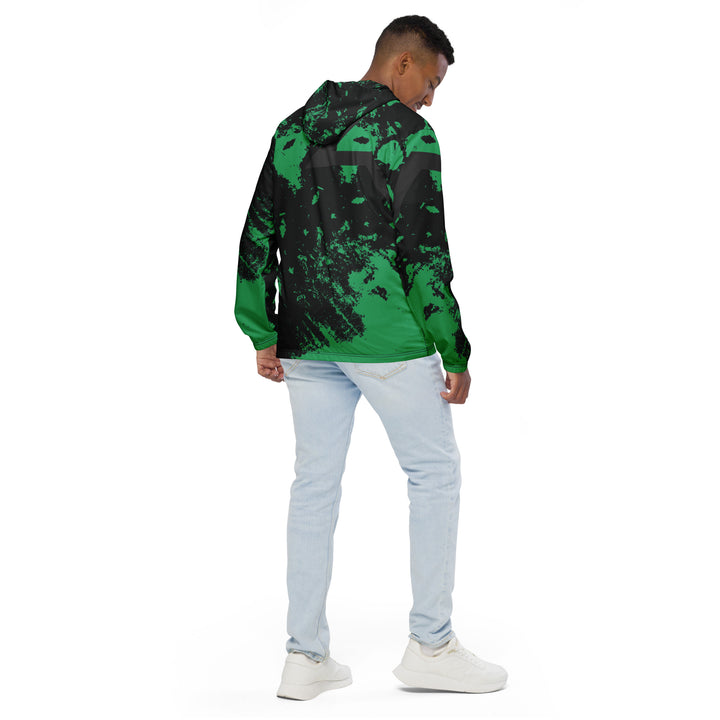 Men’s Windbreaker - Black-Green Scene