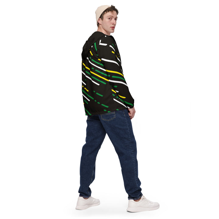 Men’s Windbreaker - Black-Green Lines