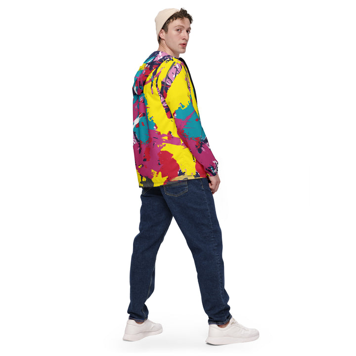 Men’s Windbreaker - Yellow-Pink Tangle