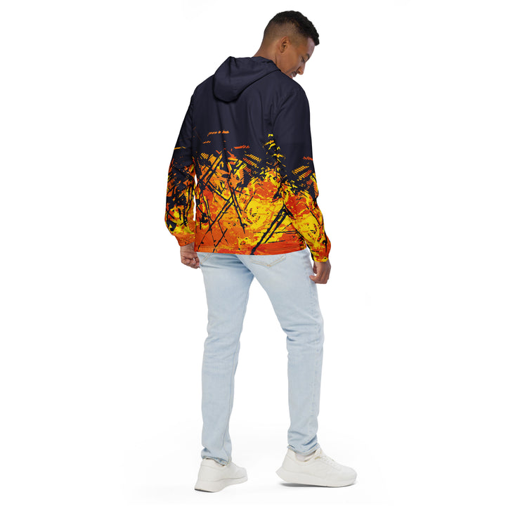 Men’s Windbreaker - Blue-Orange Fire