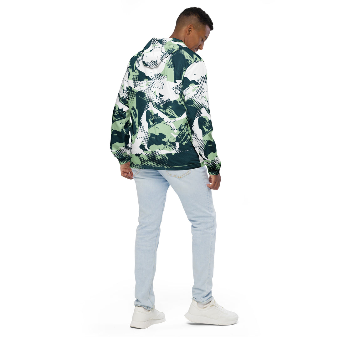 Men’s Windbreaker - Green-White Scene