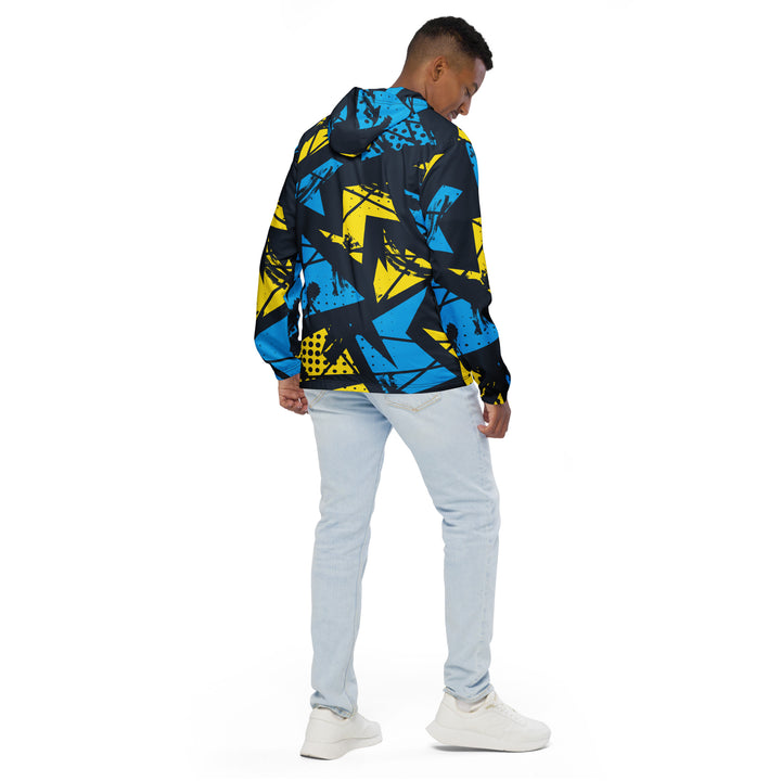 Men’s Windbreaker - Yellow-Blue Graffiti