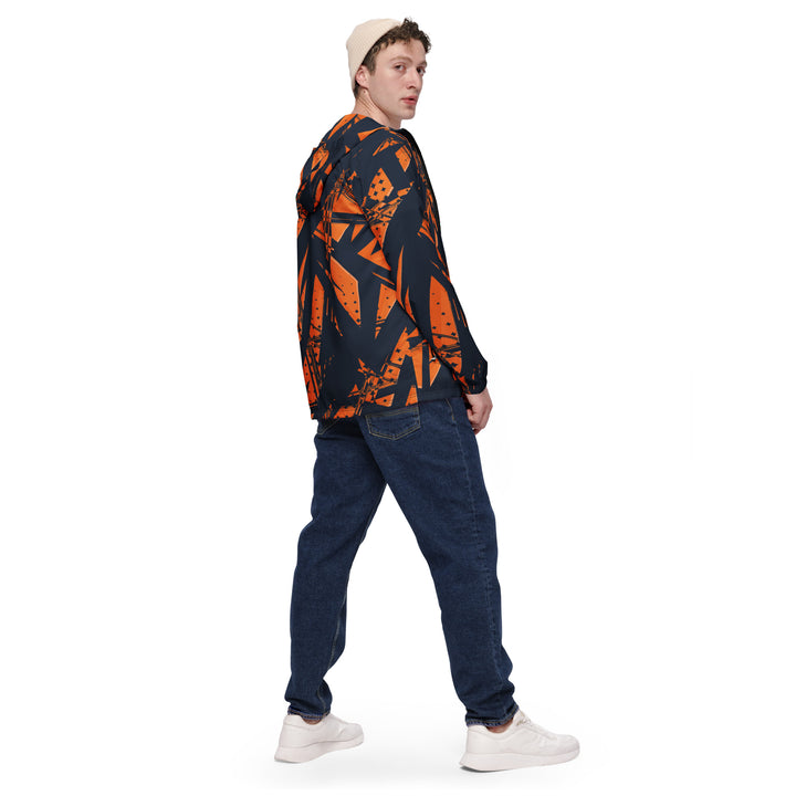 Men’s Windbreaker - Black-Orange Crack