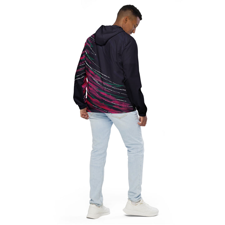 Men’s Windbreaker - Black-Pink Brush