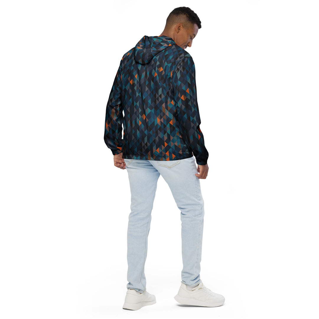 Men’s Windbreaker - Blue-Orange Polygon