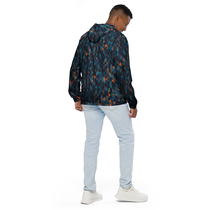 Men’s Windbreaker - Blue-Orange Polygon