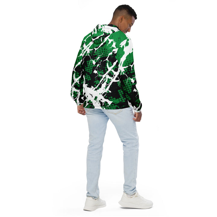 Men’s Windbreaker - Green-White Paint