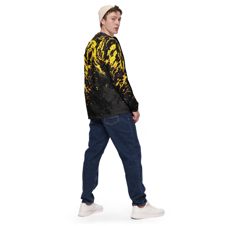 Men’s Windbreaker - Black-Yellow Fire