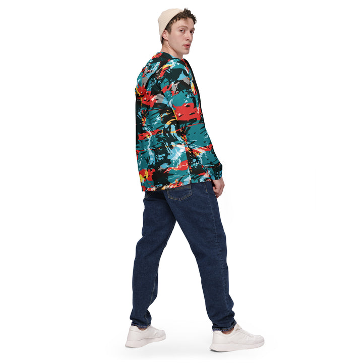 Men’s Windbreaker - Turquoise-Red Jungle