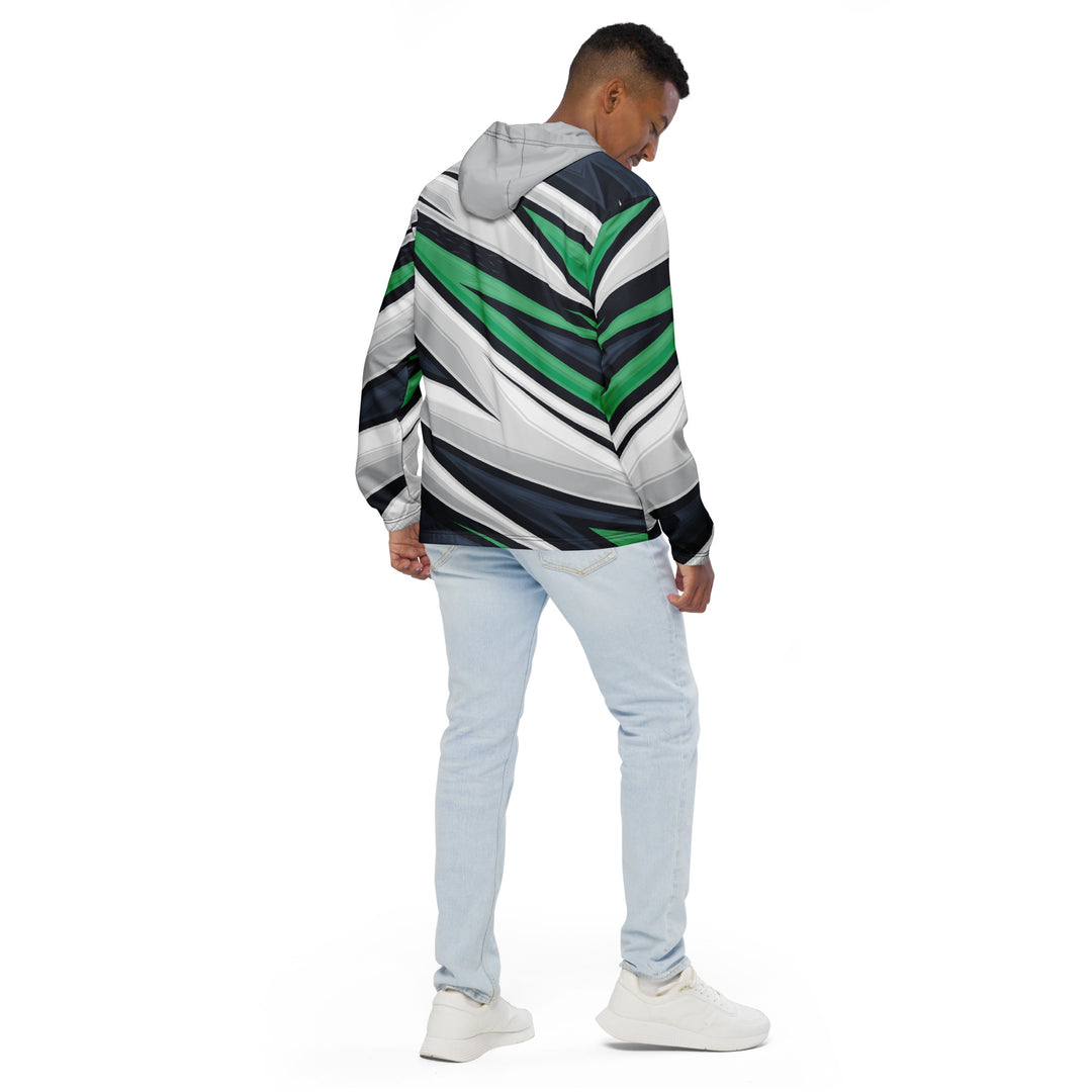 Men’s Windbreaker - White-Green Stick