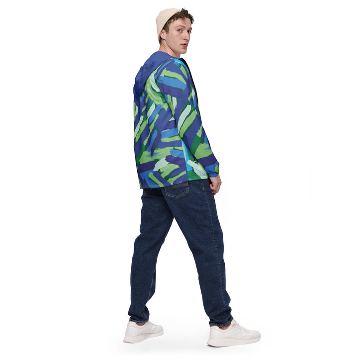 Men’s Windbreaker - Blue-Green Brush