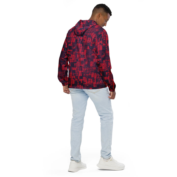 Men’s Windbreaker - Black-Red Grid