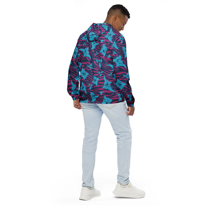 Men’s Windbreaker - Blue-Pink Flower