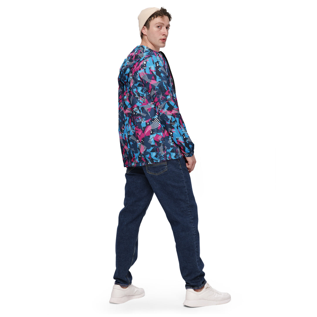 Men’s Windbreaker - Blue-Pink Distortion