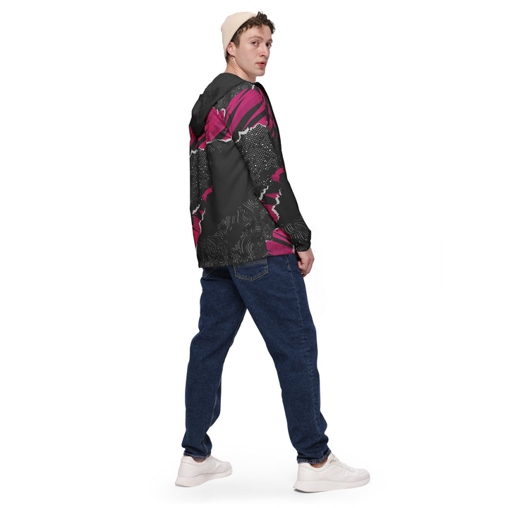 Men’s Windbreaker - Black-Pink Crack