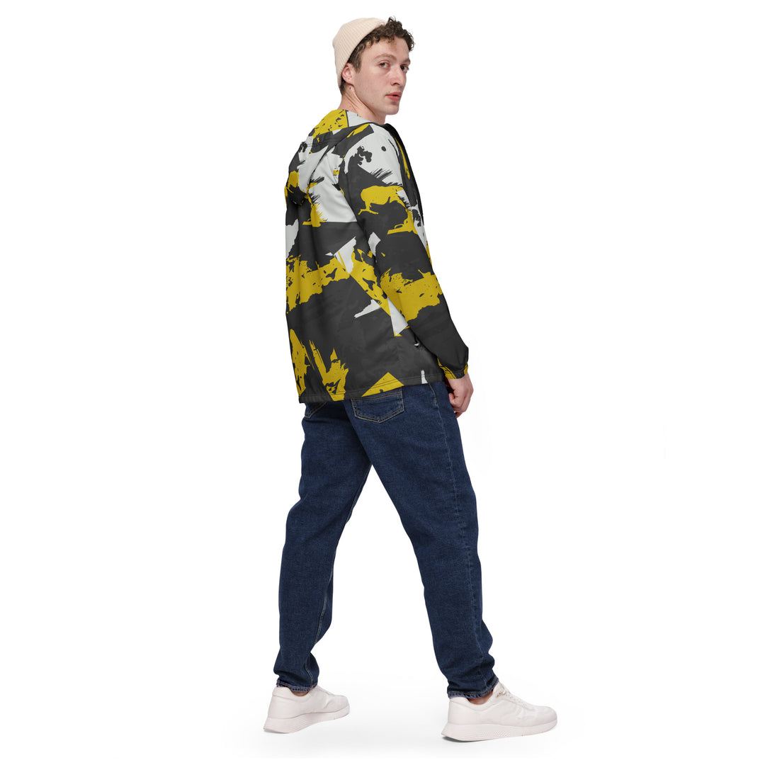 Men’s Windbreaker - Grey-Yellow Grunge