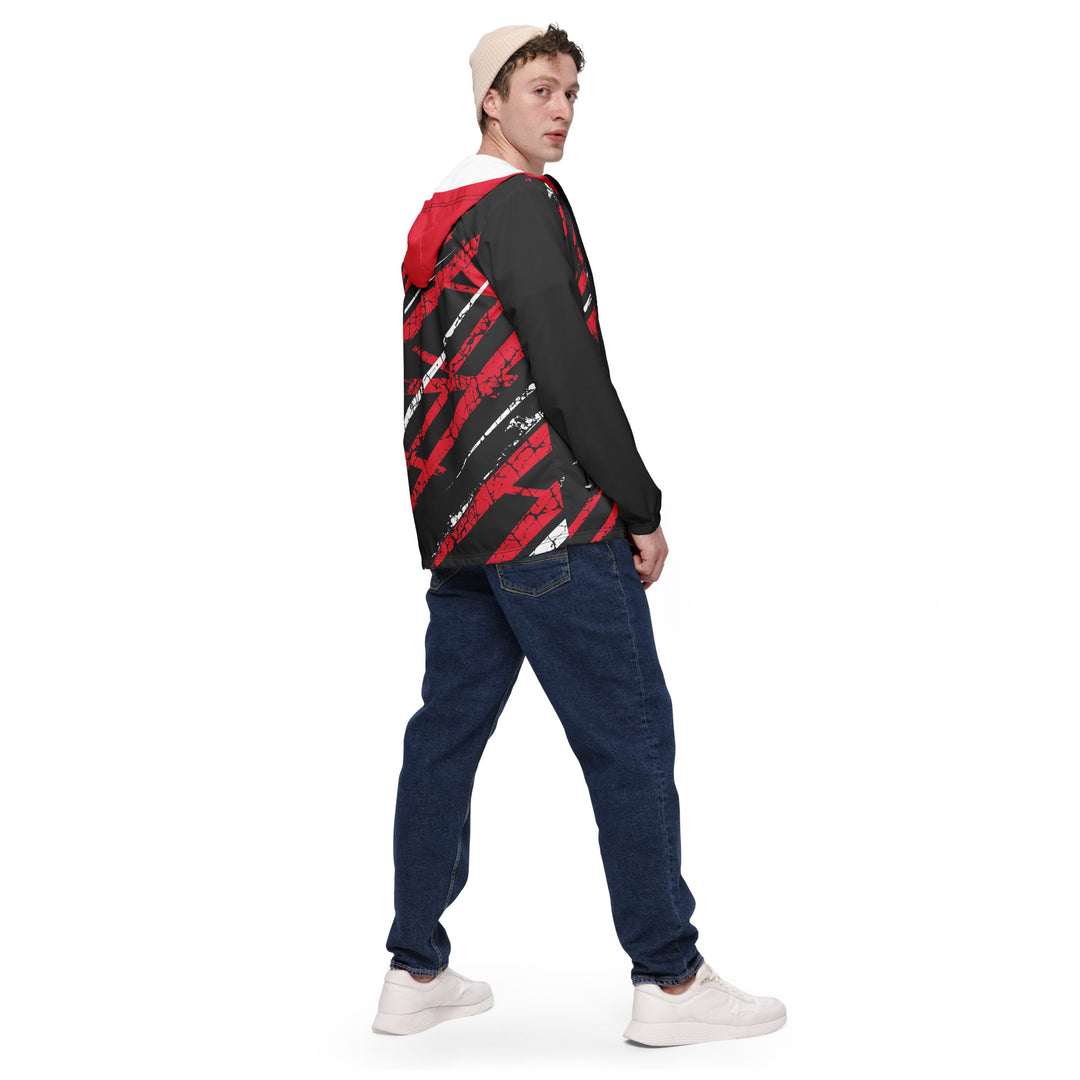 Men’s Windbreaker - Black-Red Torn