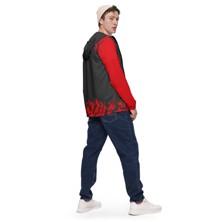 Men’s Windbreaker - Black-Red Fragment