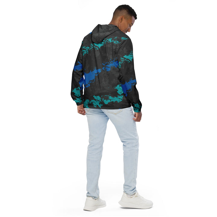 Men’s Windbreaker - Black-Blue Paint