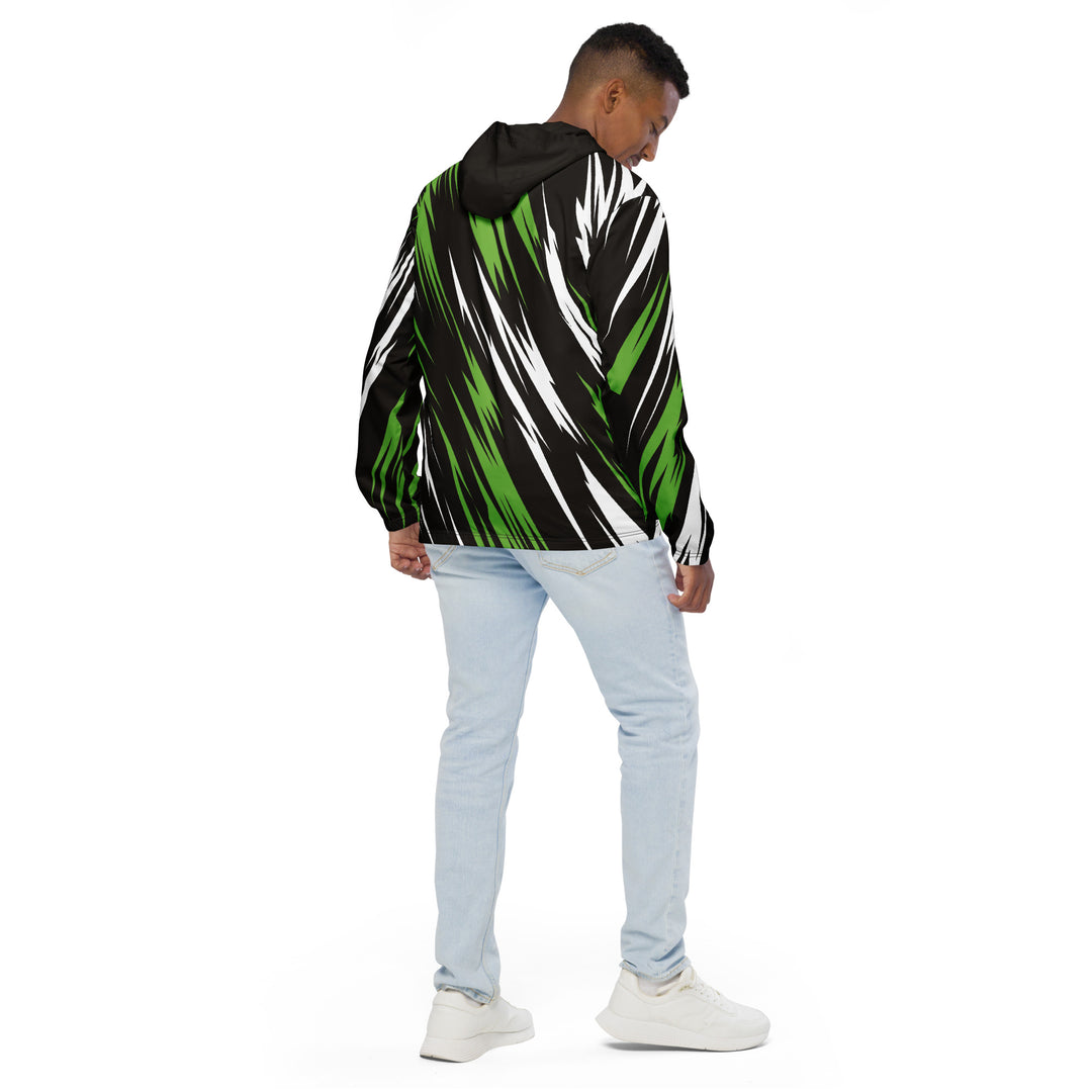 Men’s Windbreaker - Black-Green Lightning