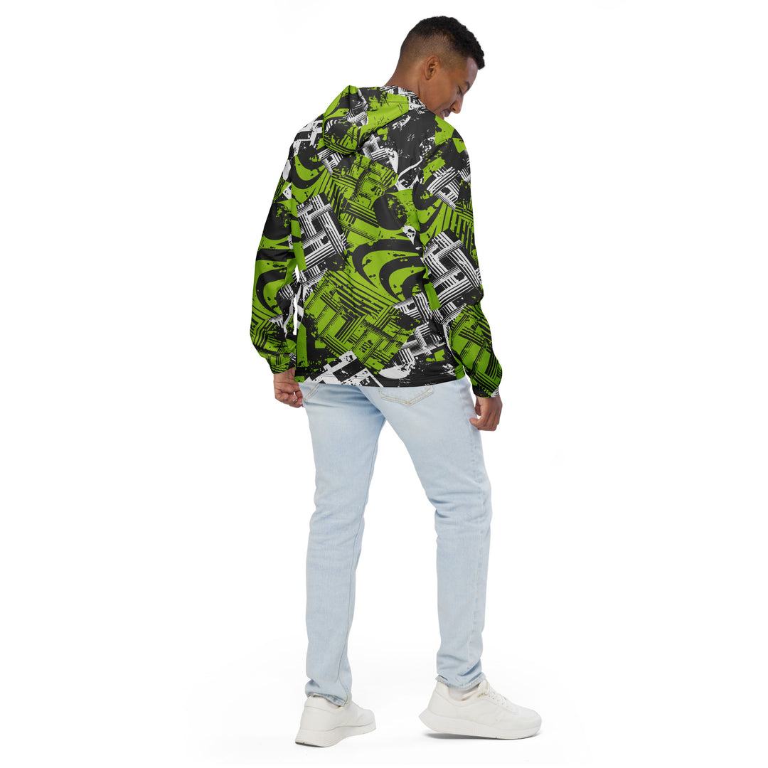 Men’s Windbreaker - Green Spiral