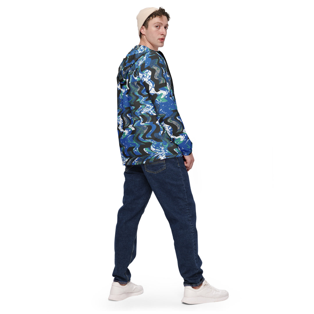 Men’s Windbreaker - Blue-Black Waves