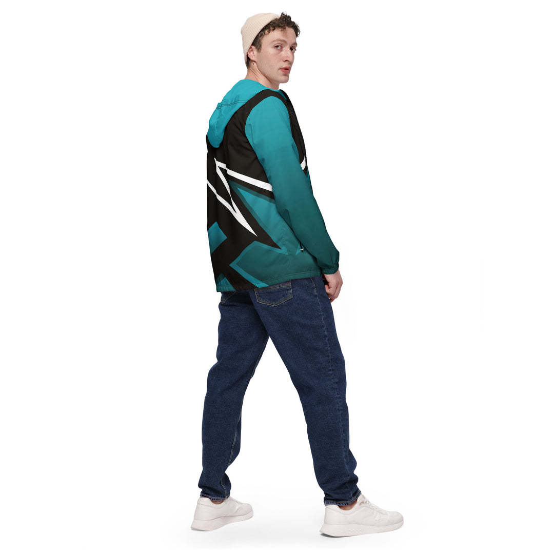 Men’s Windbreaker - Black-Turquoise Flash