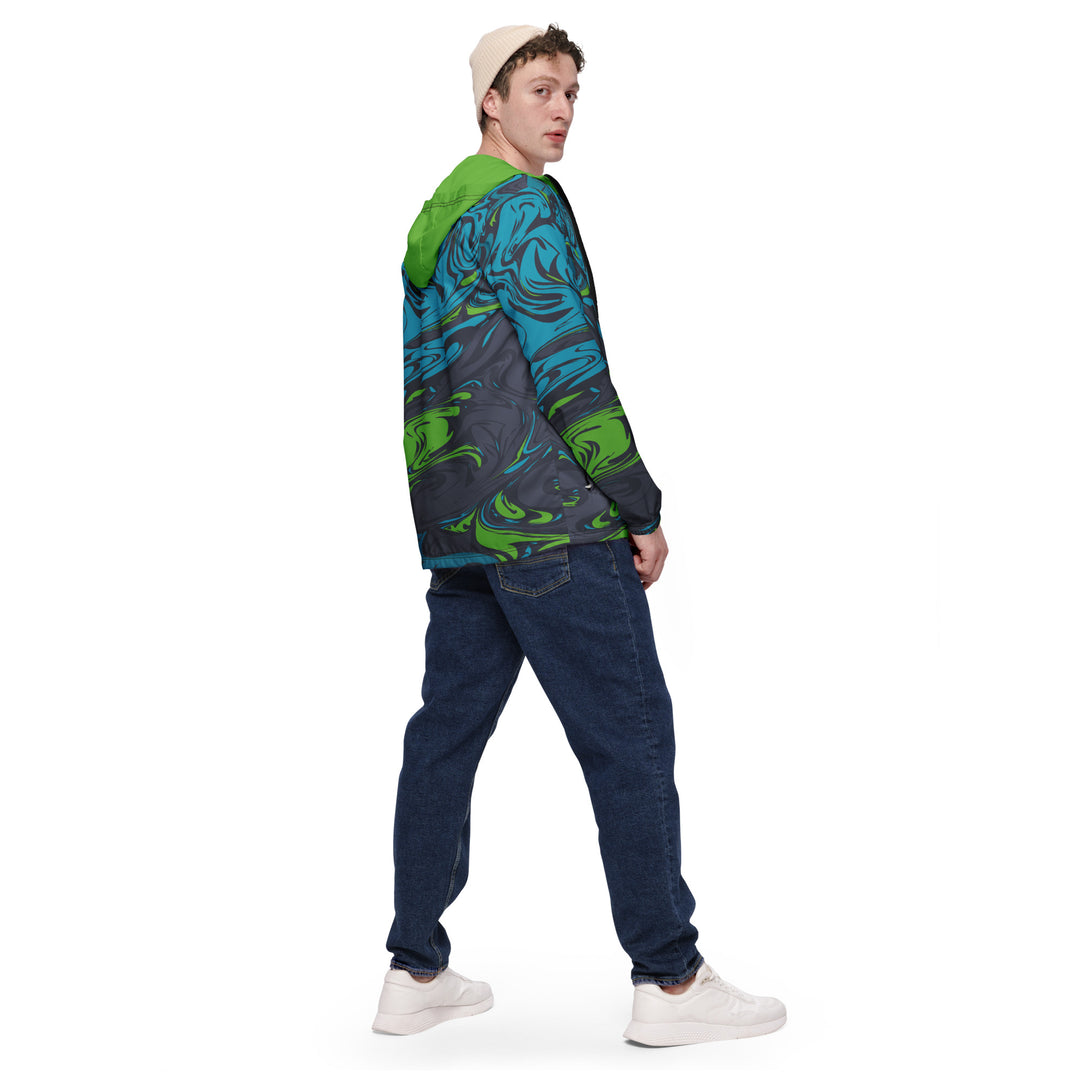 Men’s Windbreaker - Green-Blue Smoke